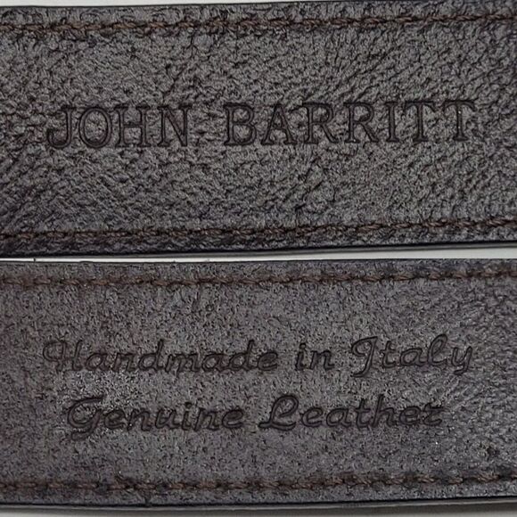 John Barritt Handmade Italian Brown Genuine‎ Leather Woven Braided Belt Sz L main image 12